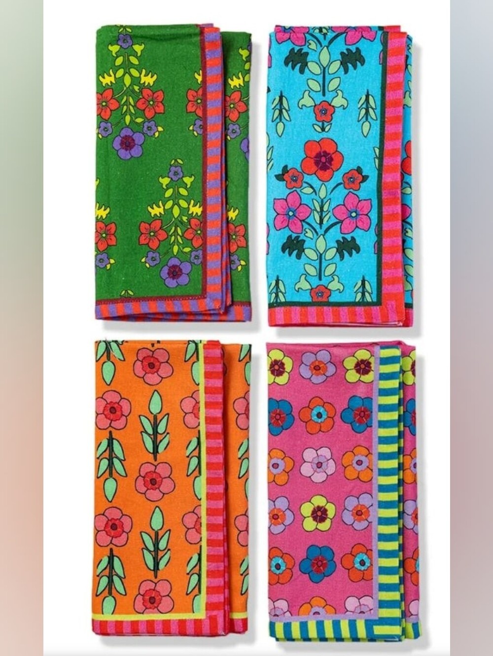 Anthropologie Furbish Studio Ditsy Floral Napkins mixed set of 4